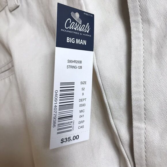 CASUALS Shorts Roundtree Yorke Mens Size 52 BIG MAN Flat Front Walking Stone - Picture 5 of 6